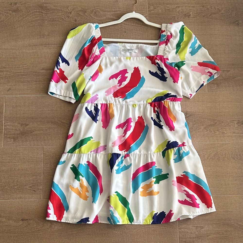 Crosby by Mollie Burch dress with multicolor  Brushstroke Print. Lined. Pockets.